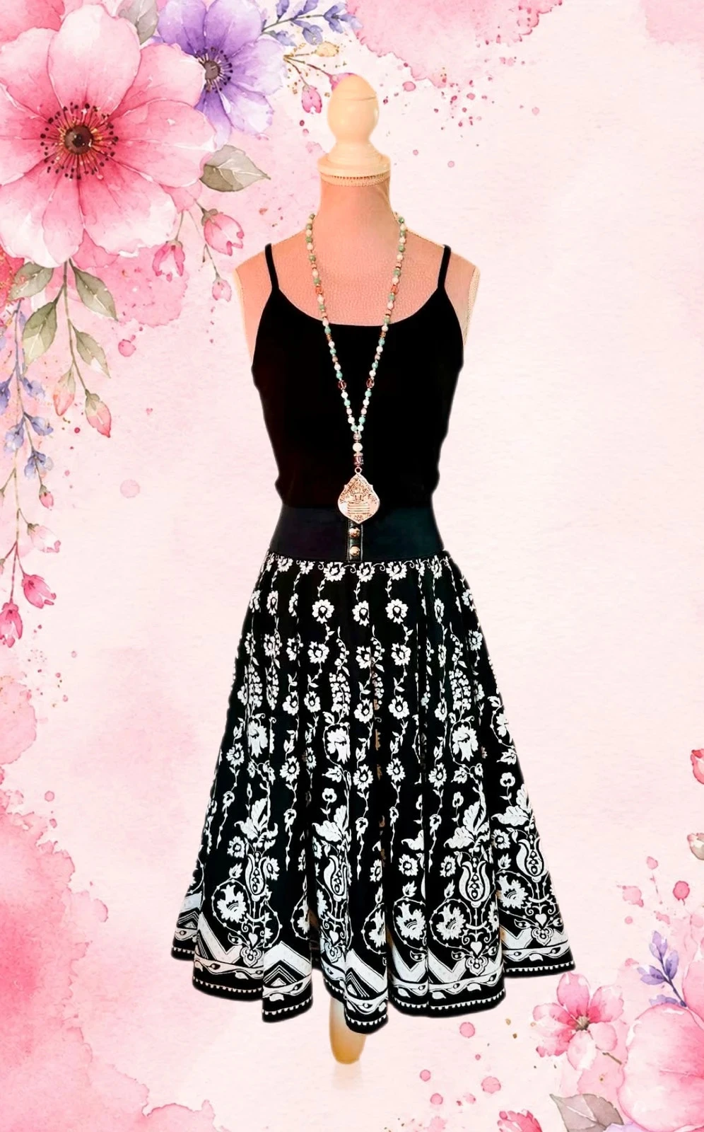 🖤🌿Vintage 2000s katoenen dansende rok barok bohemien folk chic Full circle rok 36/38🌿🖤 – photo 5